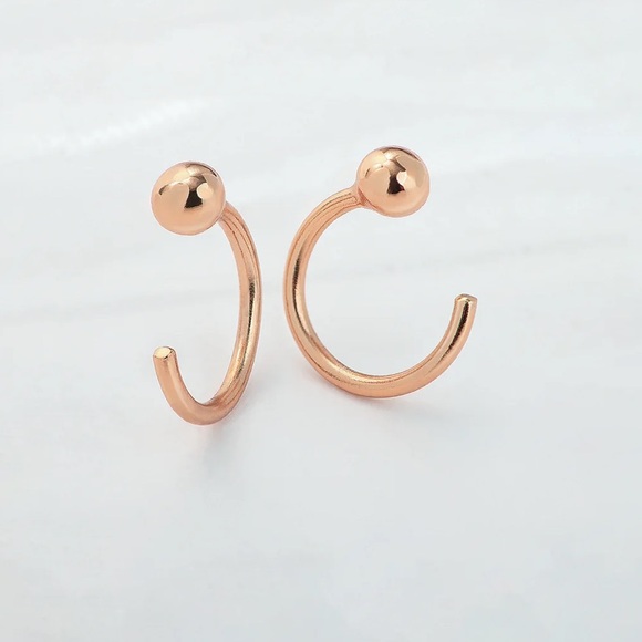 j & co Jewelry - -Elegant Rose Gold Little Ball Huggies Hoop